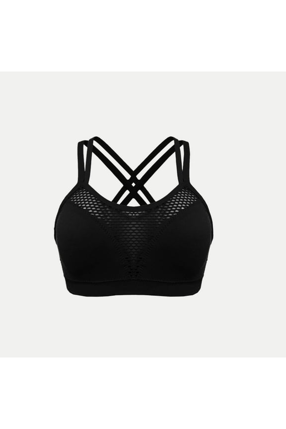 Lace Bralettes for Women Wireless Fishnet Bra Cross Straps Soft Padded Breathable Everyday Bras ,Sizes S-4XL