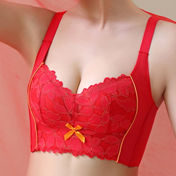 OSFVNOXV Lace Bras for Women,Plus Size Floral Trim Wireless Full Figure Big Breast Soft Breathable Removable Cups First Mothers Day Gift for New Mom , S-3XL