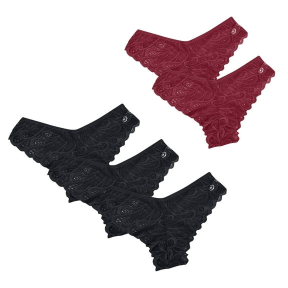 OSFVNOXV Lace Underwear for Women Cheeky Panties No Show V-Waisted Low Rise Thong Seamless Breathable Floral Panty