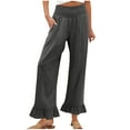 thumbnail image 1 of OSFVNOXV Linen Pants Women Palazzo Pants High Waist Slim Fit Smocked Ruffle Swing Hem Trouser with Side Pockets, 1 of 6
