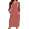 thumbnail image 1 of OSFVNOXV Long Sleeve Hooded Dress for Women Fall Winter Casual V-Neck Knee Length Dress with Pockets Loungewear Sleepwear, 1 of 6