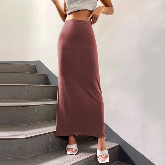 OSFVNOXV Maxi Skirts for Women Summer Casual Seamless Elastic Waisted Ankle Length Flowy Swing 2026 Spring Long Skirt