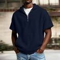 thumbnail image 1 of OSFVNOXV Mens Golf Tops Quarter Zip Summer Hoodie Waffle Knit Breathable Short Sleeve Gym Workout Activewear, 1 of 7
