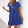 thumbnail image 1 of OSFVNOXV Mini Dress for Petite Women Summer Batwing Sleeve Mini Dress Button Up Shift Dress, 1 of 9
