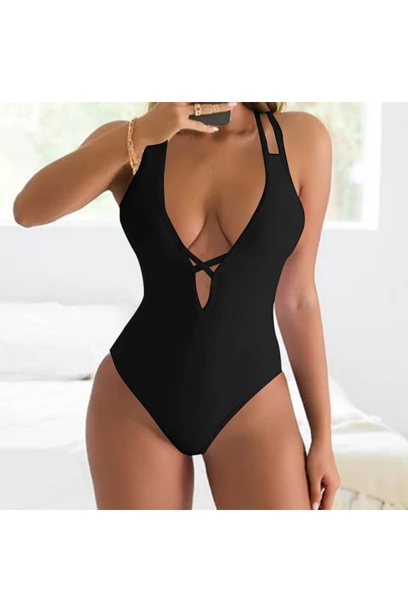 One Piece Bathing Suit for Women Cutout High Waisted Bikini Set Halter Neck Sleeveless Bodycon Summer Swimwear Beachwear