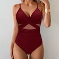 thumbnail image 1 of OSFVNOXV One-Piece Bathing Suit for Women High Waisted Cutout V-Neck Bodycon Swimwear Beachwear Bathing Suit, 1 of 5