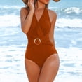 thumbnail image 1 of OSFVNOXV One-Piece Halter Swimsuit for Women Cutout V-Neck Bodycon See Sheer Backless Bathing Suits, 1 of 3