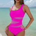 thumbnail image 1 of OSFVNOXV One Piece Women's Swimsuit Lace Up Bandage Backless Solid Color Crewneck Mesh Breathable Bathing Suit Seamless Bodysuit, 1 of 5