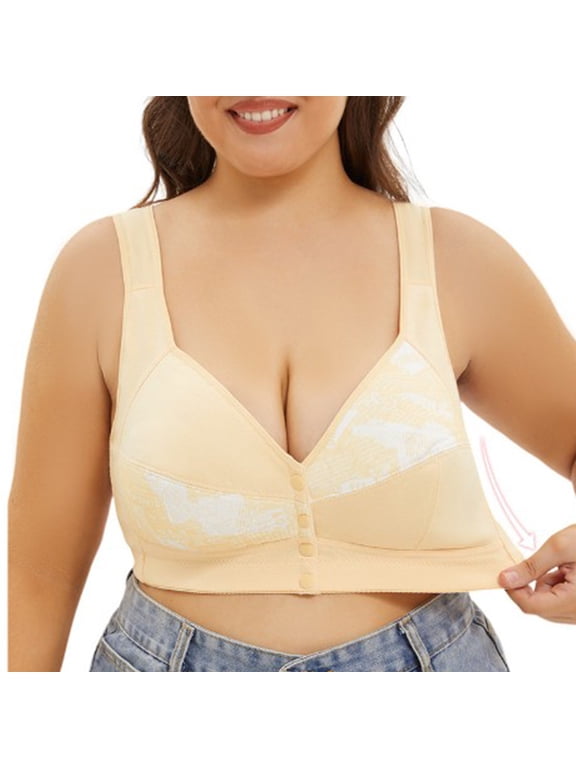 Oversized Bras for Big Busted Women,Plus Size Soft Full Figure Bras Breathable Push-Up Bras Open Front Buckle Closure Everyday Bras ,34A-50D