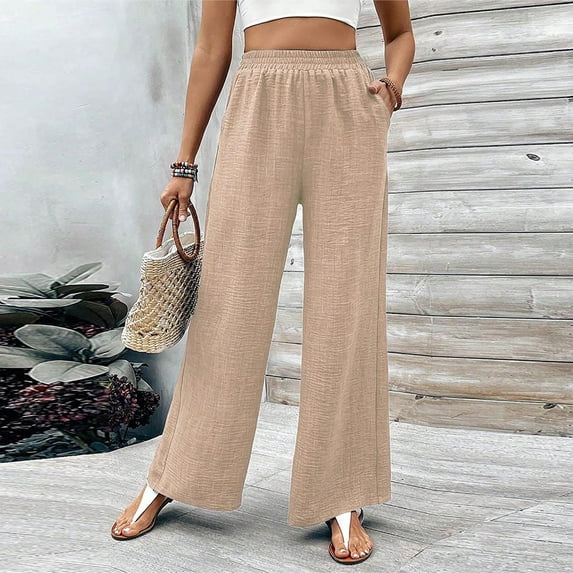 OSFVNOXV Palazzo Lounge Pants for Women Dressy Casual Pant Wide Leg Pull-On Breathable Work Trouser with Pockets