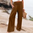 thumbnail image 1 of OSFVNOXV Palazzo Pants for Women Cotton Linen Pants Ruched Waist Solid Color Relaxed Fit Wide Leg Full Length Trouser Savings,S-3XL, 1 of 5