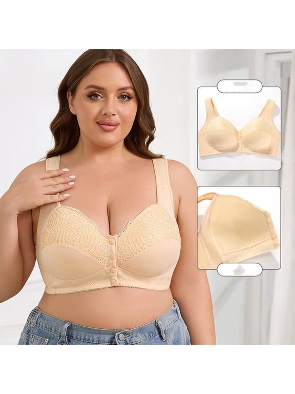 Plus Size Bras for Big Busted Women No Wire Push Up Bras Wide Straps Full Coverage Soft Padded Comfortable Everyday Bra ,36D-50DG