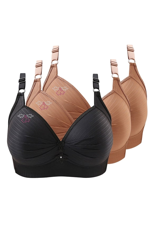 Plus Size Bras for Women 3 Pack Everyday Bra Push Up Wireless Yoga High Impact Printed Big Bust Bra First Mothers Day Gift for New Mom ,XS-4XL