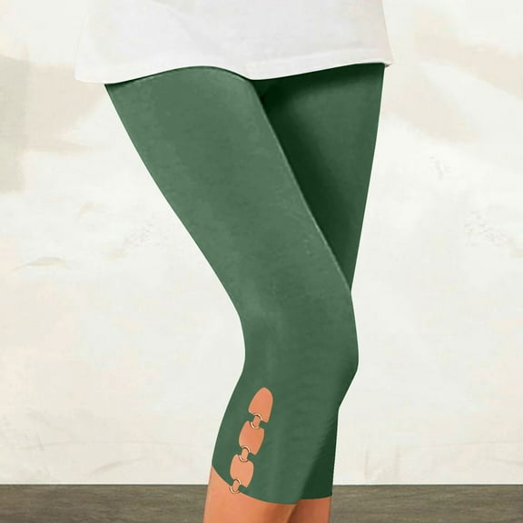 OSFVNOXV Plus Size Capri Leggings for Women,Ladies Summer High Waisted Cutout Yoga Pants,Cropped Side Slit Workout Bottom