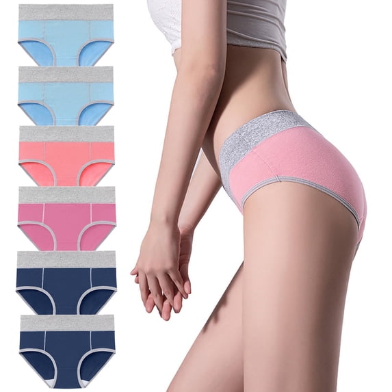 OSFVNOXV Plus Size Cotton Underwear for Women M-5XL,High Waist Breathable Briefs Soft Underpants Seamless Stretch Panties 6 Pack