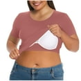 thumbnail image 1 of OSFVNOXV Plus Size Lounge Top with Built-In-Bras L-5XL,Comfort Fit Wire-Free Pajama Top with Soft Cups,Summer Casual Short Sleeve Crewneck Oversized Sleep T-Shirts, 1 of 7