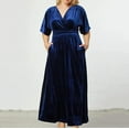 thumbnail image 1 of OSFVNOXV Womens Plus Size Velvet Dresses Vintage Formal High Waist Puff Sleeve Sweetheart Neck Side Split Flowy Maxi Wedding Guest Dress, 1 of 4