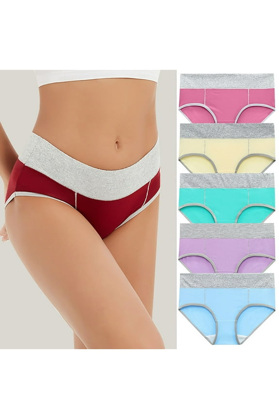 Plus Size Seamless Cotton Briefs for Women,5 Pack High-Cut Hipster Panties Comfort Fit Breathable Stretch Everyday Underwear Size M-5XL