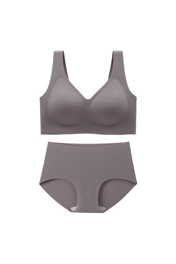 Plus Size Sports Bras and Underwear,Seamless Yoga Bralette with High Waisted Hipster Briefs,Soft Breathable Sleepwear ,Sizes M-5XL