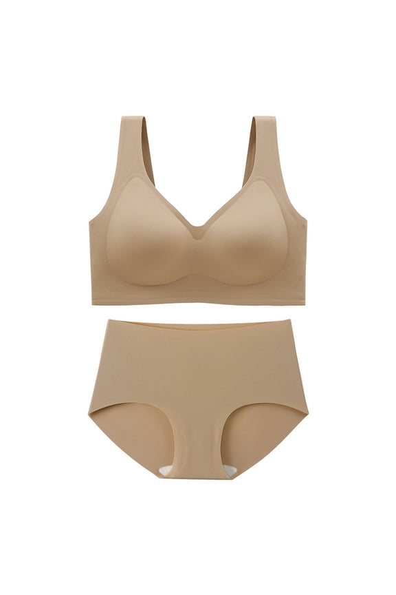 Plus Size Sports Bras and Underwear,Seamless Yoga Bralette with High Waisted Hipster Briefs,Soft Breathable Sleepwear ,Sizes M-5XL