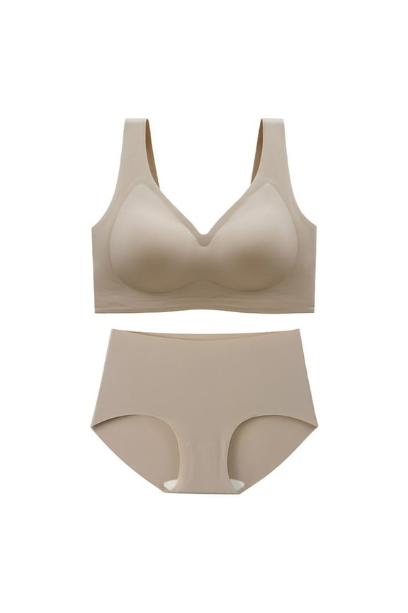 Plus Size Sports Bras and Underwear,Seamless Yoga Bralette with High Waisted Hipster Briefs,Soft Breathable Sleepwear ,Sizes M-5XL