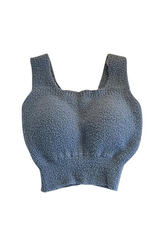 Plus Size Sports Bras for Women Fleece Thermal T-Shirt Bra Thicken Sweater Crop Top