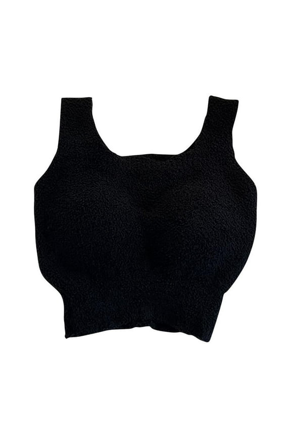 Plus Size Sports Bras for Women Fleece Thermal T-Shirt Bra Thicken Sweater Crop Top