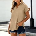 thumbnail image 1 of OSFVNOXV Plus Size Tops for Women Summer Dressy V-Neck Golf Shirts Cap Short Sleeves Loose Fit Solid Color Pullover Lounge Tops, 1 of 8