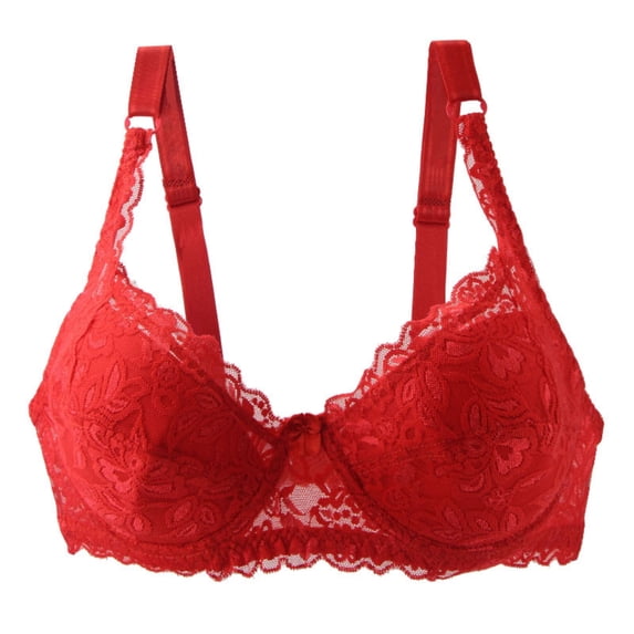 OSFVNOXV Plus Size Underwired Bras for Women,Push Up Lace Bras for Big Bust with Support,Lightly Lined Full Coverage Everyday Bra