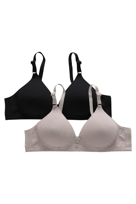 Push Up Bras for Women 2 Pack ,Womens Minimizer Bra Medium Bust Triangle Cups Soft Stretchable Breathable Cotton Padded Everyday Bras