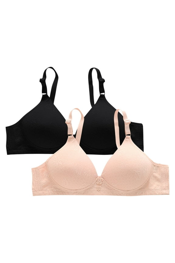 Push Up Bras for Women 2 Pack Wireless Everyday Bra Triangle Cotton Padded Small Bust Soft Breathable Yoga Breathable Workout Bras