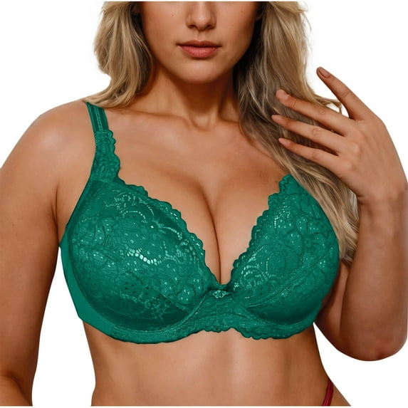 OSFVNOXV Push Up Lace Bras for Women,Plus Size Underwired Bra Lightly Lined Soft Comfy Embroidered Everyday Bras ,Sizes M-3XL