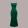thumbnail image 1 of OSFVNOXV Retro Velvet Dress for Women Formal Casual Spaghetti Straps Fit & Flare Wrap Cocktail Maxi Dress with Fishtail, 1 of 9