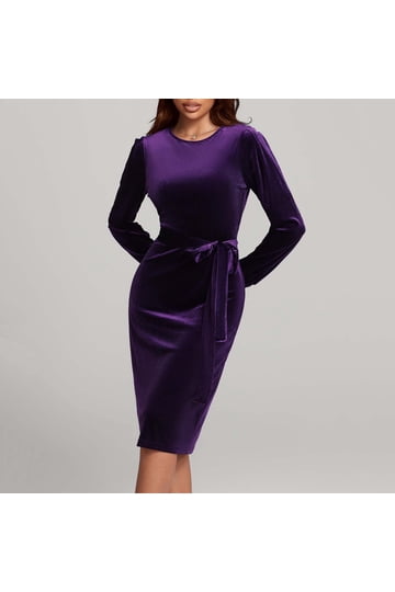 chinese dress ladies Purple Bodycon Dress Long Sleeve Ruched Mesh