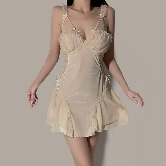 OSFVNOXV Retro Velvet Nightgowns for Women Vintage Chemise with Built-In-Bra,Soft Comfortable Loungewear Sleepwear
