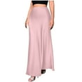 thumbnail image 1 of OSFVNOXV Satin Skirts for Women Fall Casual Seamless Elastic Waistband Flared A-Line Silky Wrap Maxi Skirt, 1 of 6