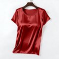 thumbnail image 1 of OSFVNOXV Satin Tops for Juniors Y2K Cute Tops Summer Breathable Quick Drying Short Sleeve Pajama Top with Built-In-Bra, 1 of 5