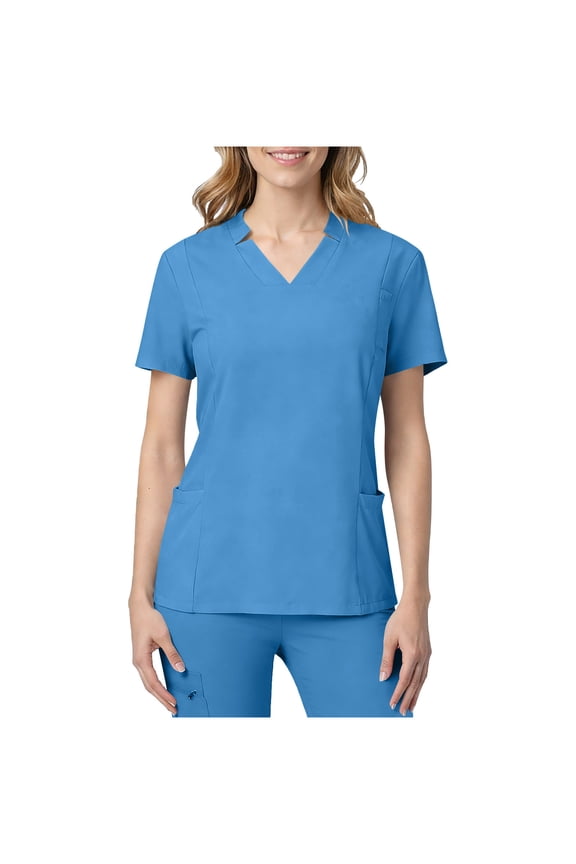 Scrub Tops for Women Formal Buttons Down Short Sleeve Notch V-Neck Nurse Uniform Workwear