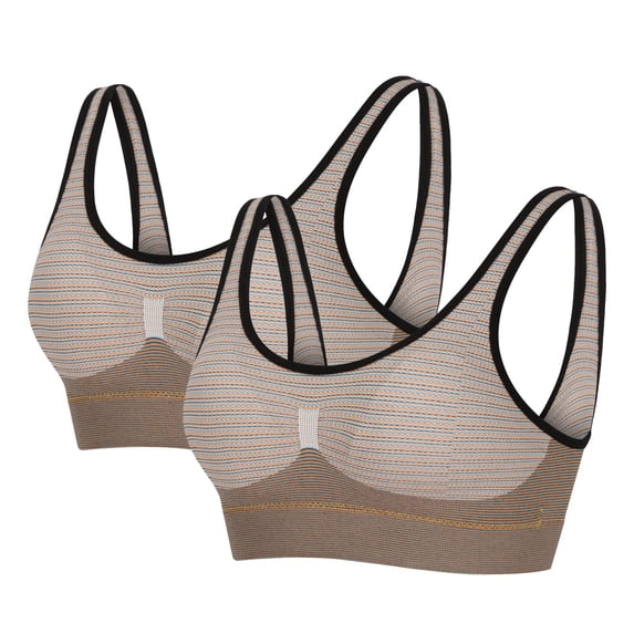OSFVNOXV Seamless Bralettes for Women 2 Pack Lightly Lined Padded Wire-Free Breathable Yoga Workout Full-Figure Bras