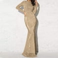 thumbnail image 1 of OSFVNOXV Sequin Dress for Women Long Sleeve Flared Cocktail Maxi Dress with Fishtail for Evening Wedding Party, 1 of 6