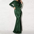 thumbnail image 1 of OSFVNOXV Sequin Dress for Women Long Sleeve Flared Cocktail Maxi Dress with Fishtail for Evening Wedding Party, 1 of 6