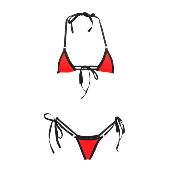 OSFVNOXV Bikini Sets for Women Summer Swimsuit,Triangle Swim Bra Halter Tie Backless Thin String Thongs Bathing Suit Hot Spring Swimwear