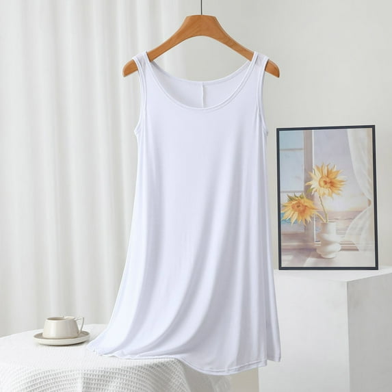 OSFVNOXV Sleeveless Nightgowns for Women Cotton Sleepshirt,Summer Casual 2025 Soft Breathable Crewneck Pajamas Loungewear