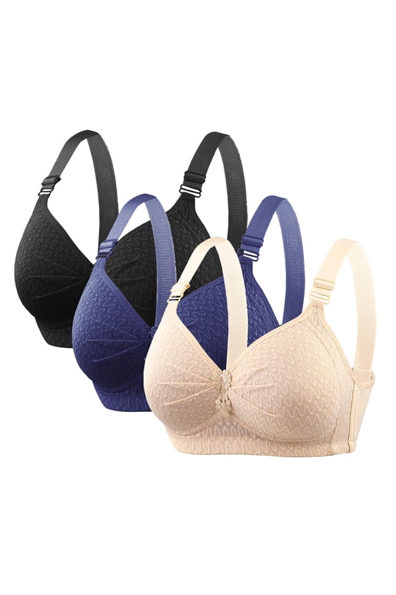 Soft Bras for Older Women Sagging Breasts Wireless Front Closure Support Soft Padded Breathable Full Figure Bras ,S-3XL
