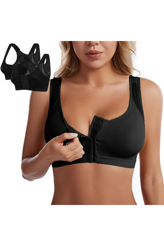 Sport Bras for Women 2 Pack Plus Size Front Closure Compression Bras High Supportive Gym Workout Bralette Spring First Mothers Day Gift for New Mom ,S-5XL