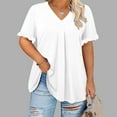 thumbnail image 1 of OSFVNOXV Spring Tops for Women Plus Size Ruffle Short Sleeve V-Neck Peplum Pleated Flowy Blouse ,L-5XL, 1 of 6