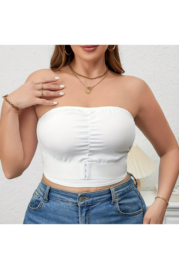 Strapless Bras for Women Mesh Breathable Wireless Bra High Supportive Balconette Tube Front Closure Lightly Lined Everyday Longline T-Shirt Bra Spring ,XL-4XL