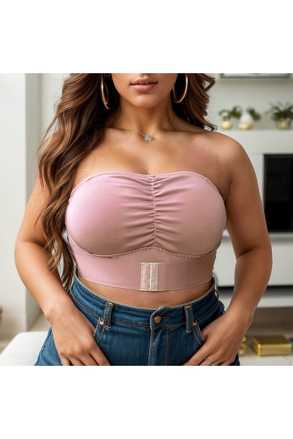Strapless Bras for Women Mesh Breathable Wireless Bra High Supportive Balconette Tube Front Closure Lightly Lined Everyday Longline T-Shirt Bra Spring ,XL-4XL