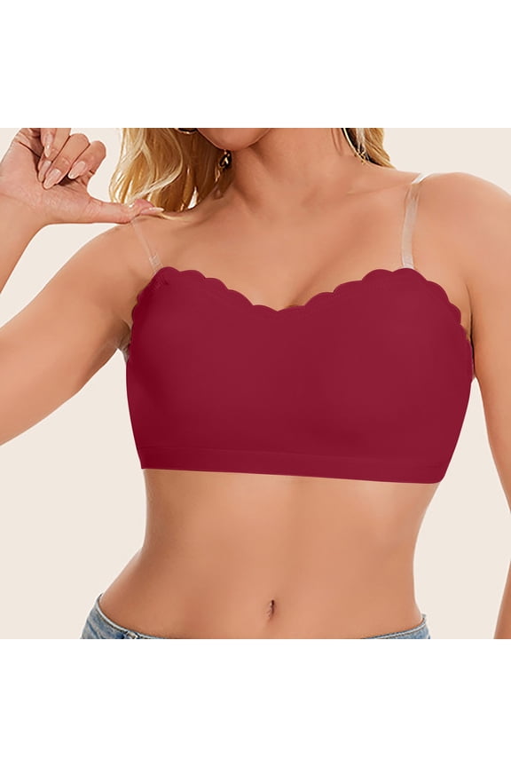 Strapless Bras for Women,Seamless Bandeau Bra No Underwire,Push Up Convertible Padded Tube Top Bra