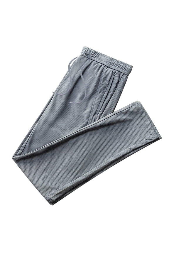 Summer Lightweight Pants for Men Casual Breathable Cooling Ice Silk Jogger Comfort Fit Elastic Waist Trouser Drawstring with Pockets Mothers Day Gifts Bulk